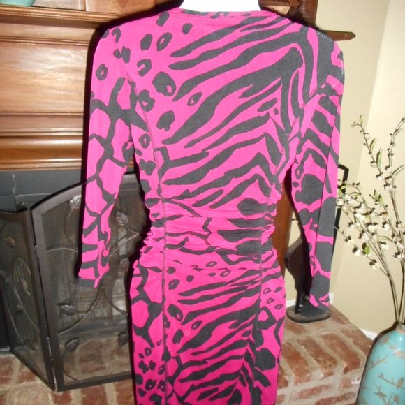 Kay Unger pink, black dress, M - Picture 7 of 9